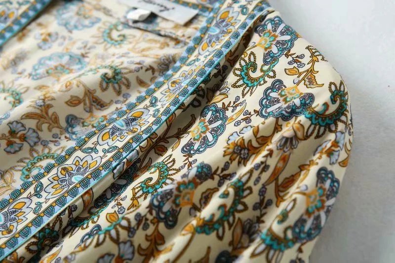 Vintage Chic Women Floral Print Batwing Sleeve Beach Bohemian Kimono Dress Ladies V Neck