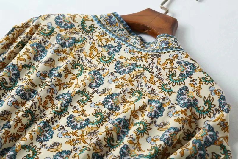 Vintage Chic Women Floral Print Batwing Sleeve Beach Bohemian Kimono Dress Ladies V Neck