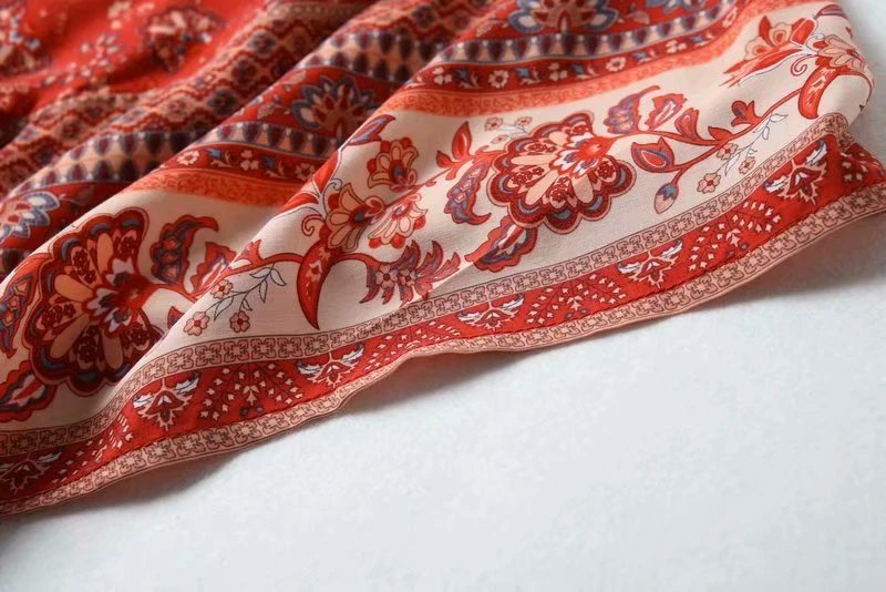 Vintage Chic Women Floral Print Batwing Sleeve Beach Bohemian Kimono Dress Ladies V Neck