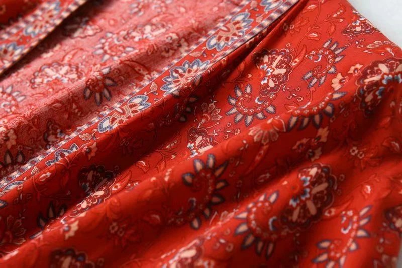 Vintage Chic Women Floral Print Batwing Sleeve Beach Bohemian Kimono Dress Ladies V Neck