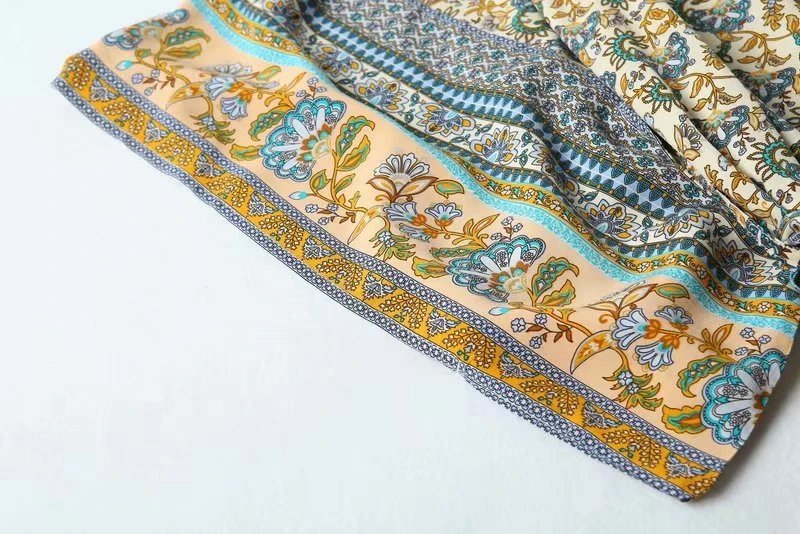 Vintage Chic Women Floral Print Batwing Sleeve Beach Bohemian Kimono Dress Ladies V Neck