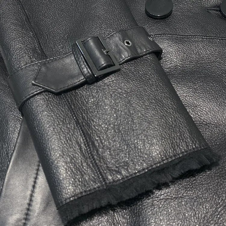 Luxury Women Long Real Leather Coat