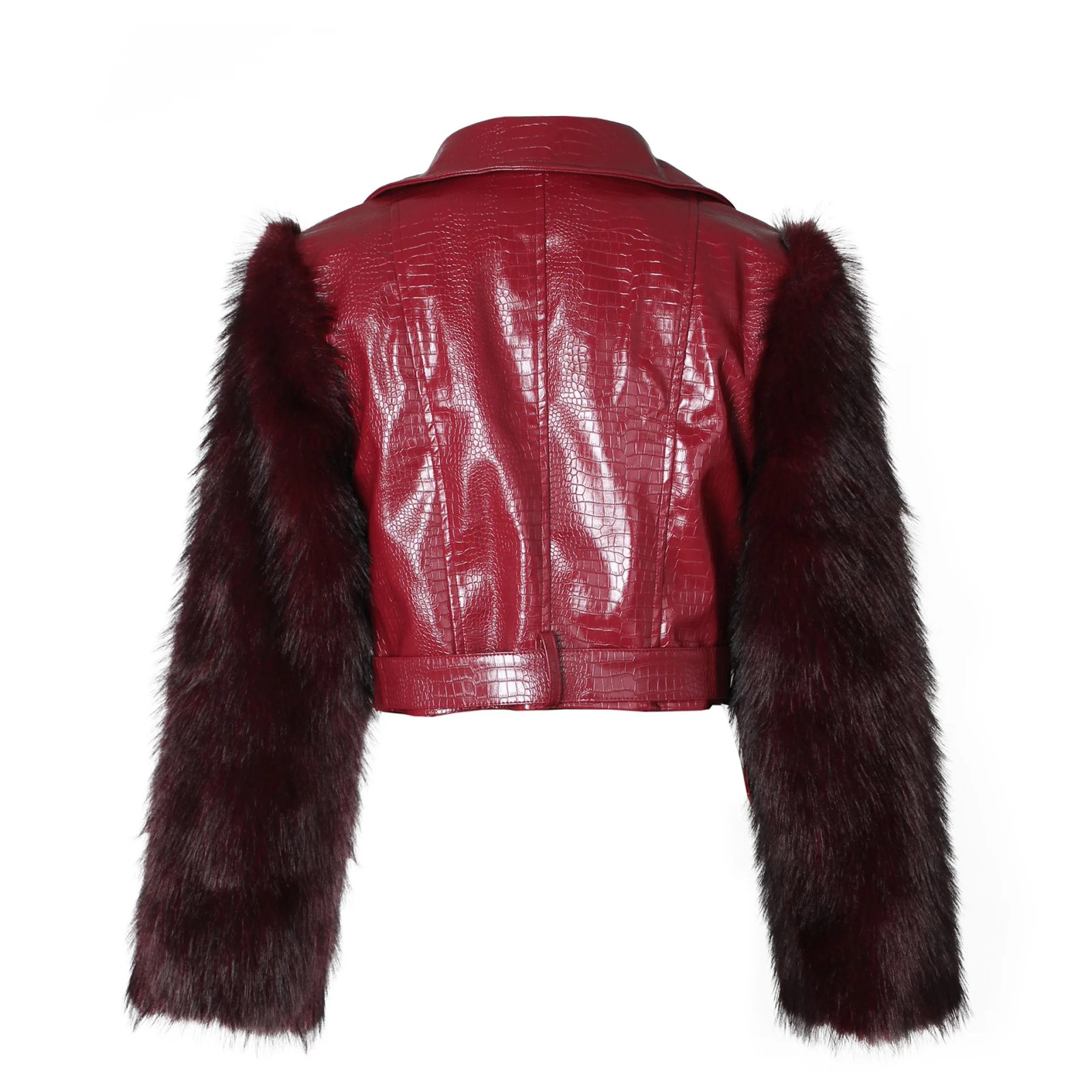 Faux Fur Patchwork Leather Motorcycle Jacket