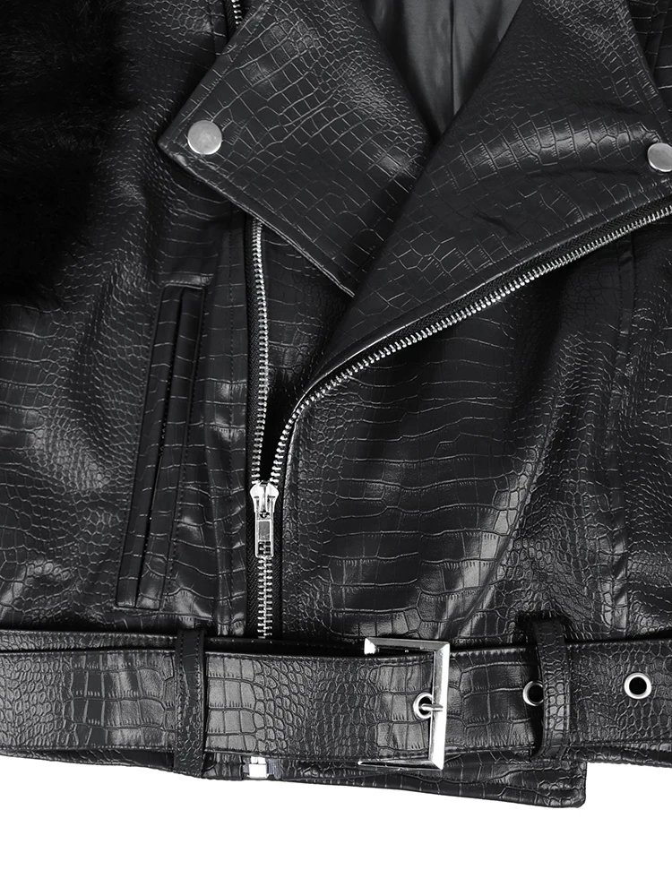 Faux Fur Patchwork Leather Motorcycle Jacket Faux Fur Patchwork Leather Motorcycle Jacket