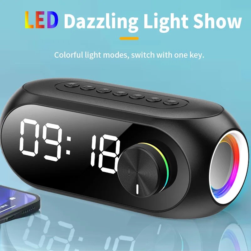 Alarm Clock with Fm Radio, Bluetooth Speaker, Portable Subwoofer, Music Player