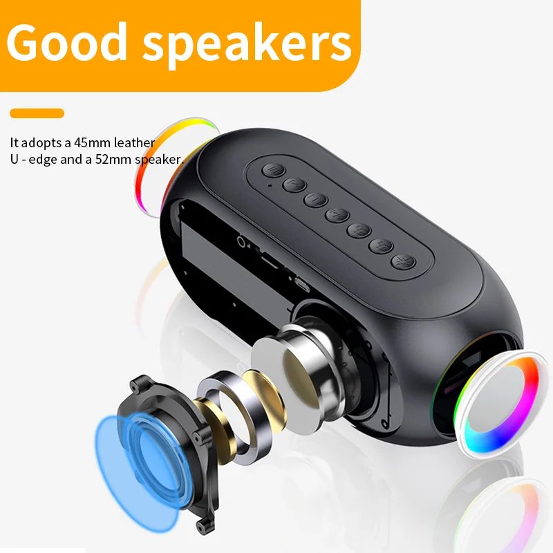 Alarm Clock with Fm Radio, Bluetooth Speaker, Portable Subwoofer, Music Player