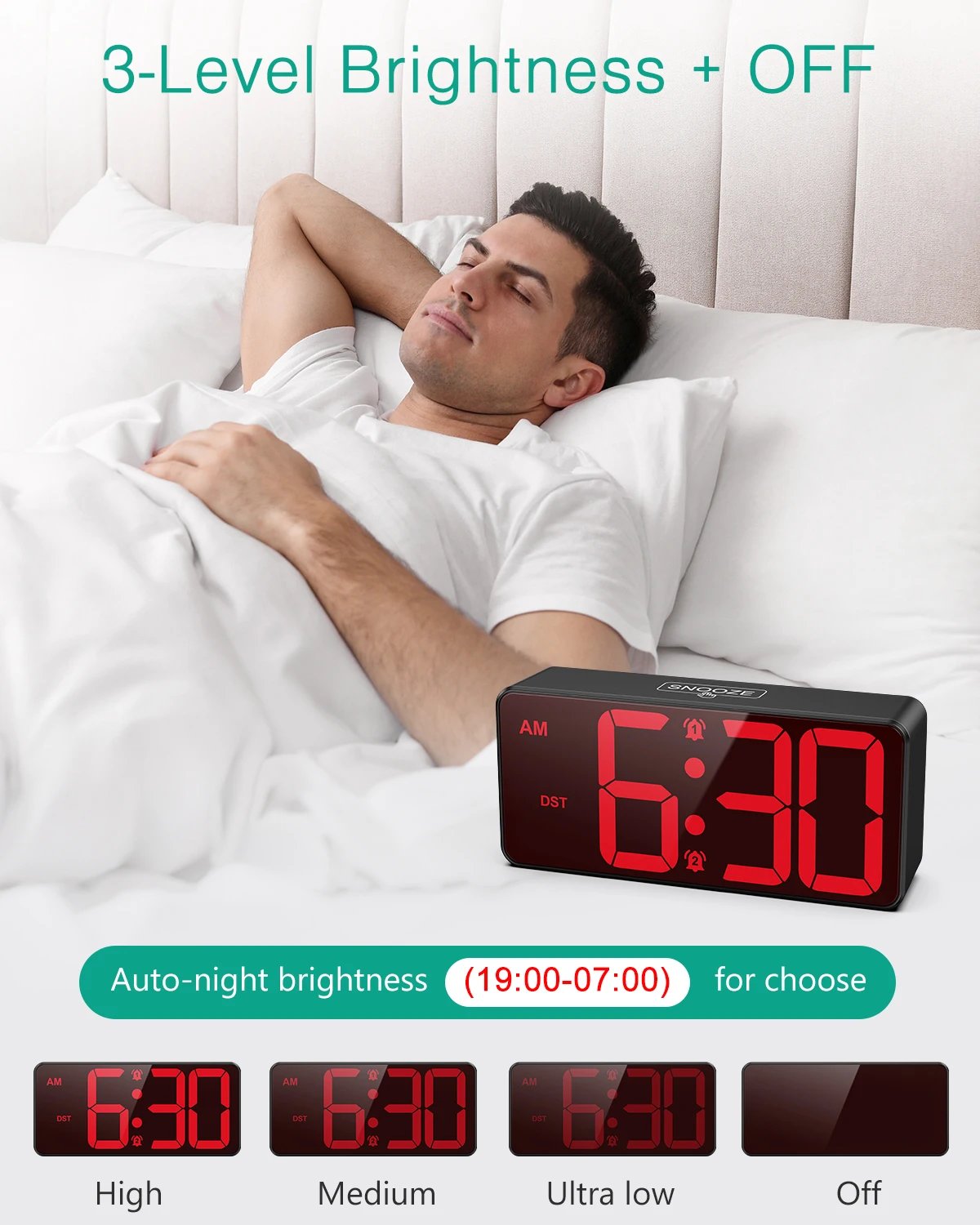 ORIA Digital Alarm Clock Battery Powered