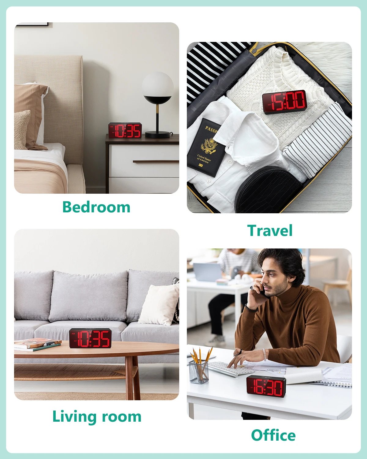 ORIA Digital Alarm Clock Battery Powered