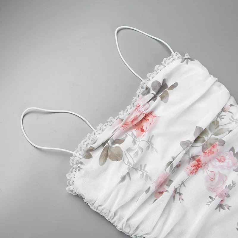 Elegant Flower Print Suspender Dress