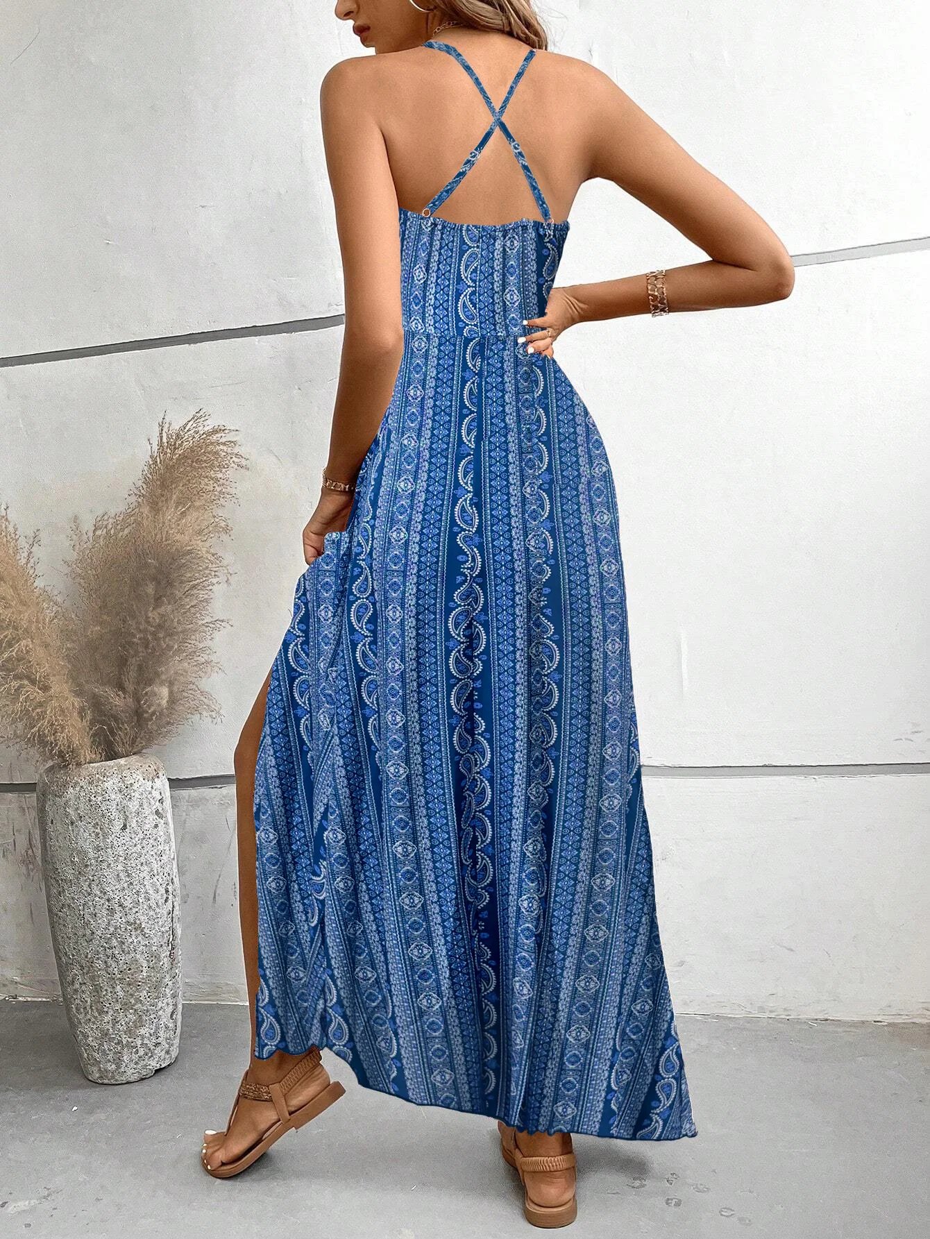 Summer Backless Split Thigh Dress Summer Backless Split Thigh Dress