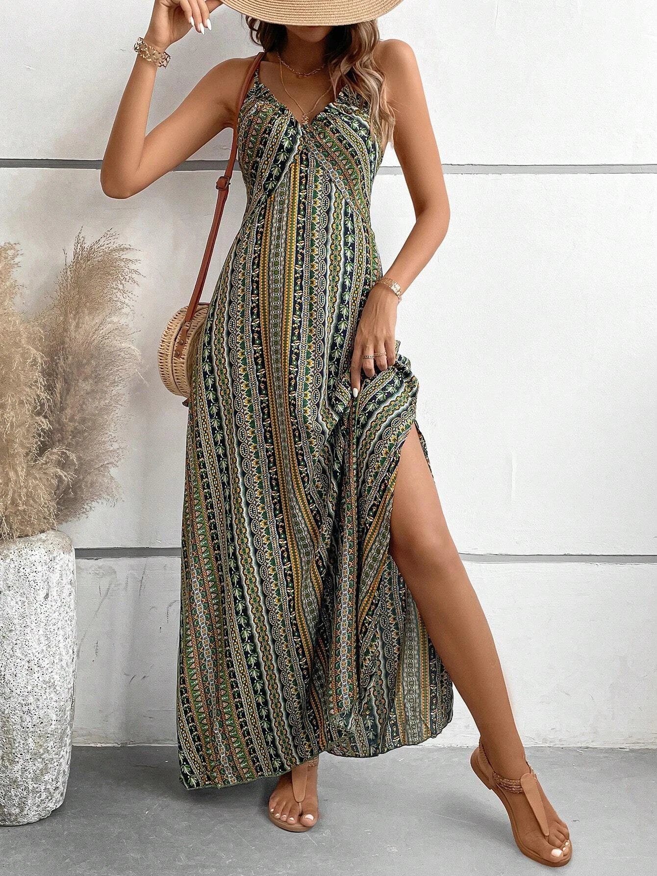 Summer Backless Split Thigh Dress Summer Backless Split Thigh Dress