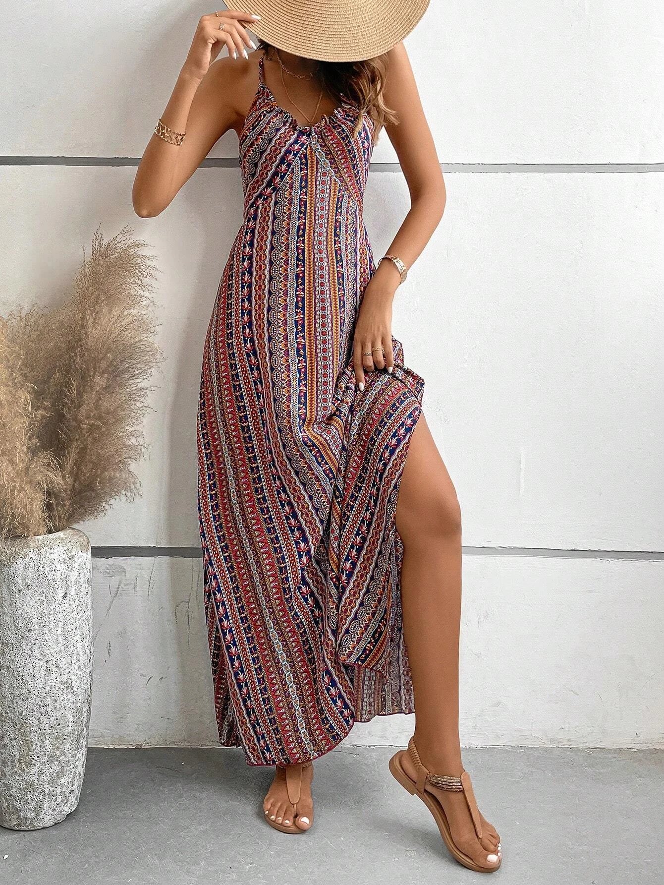 Summer Backless Split Thigh Dress Summer Backless Split Thigh Dress