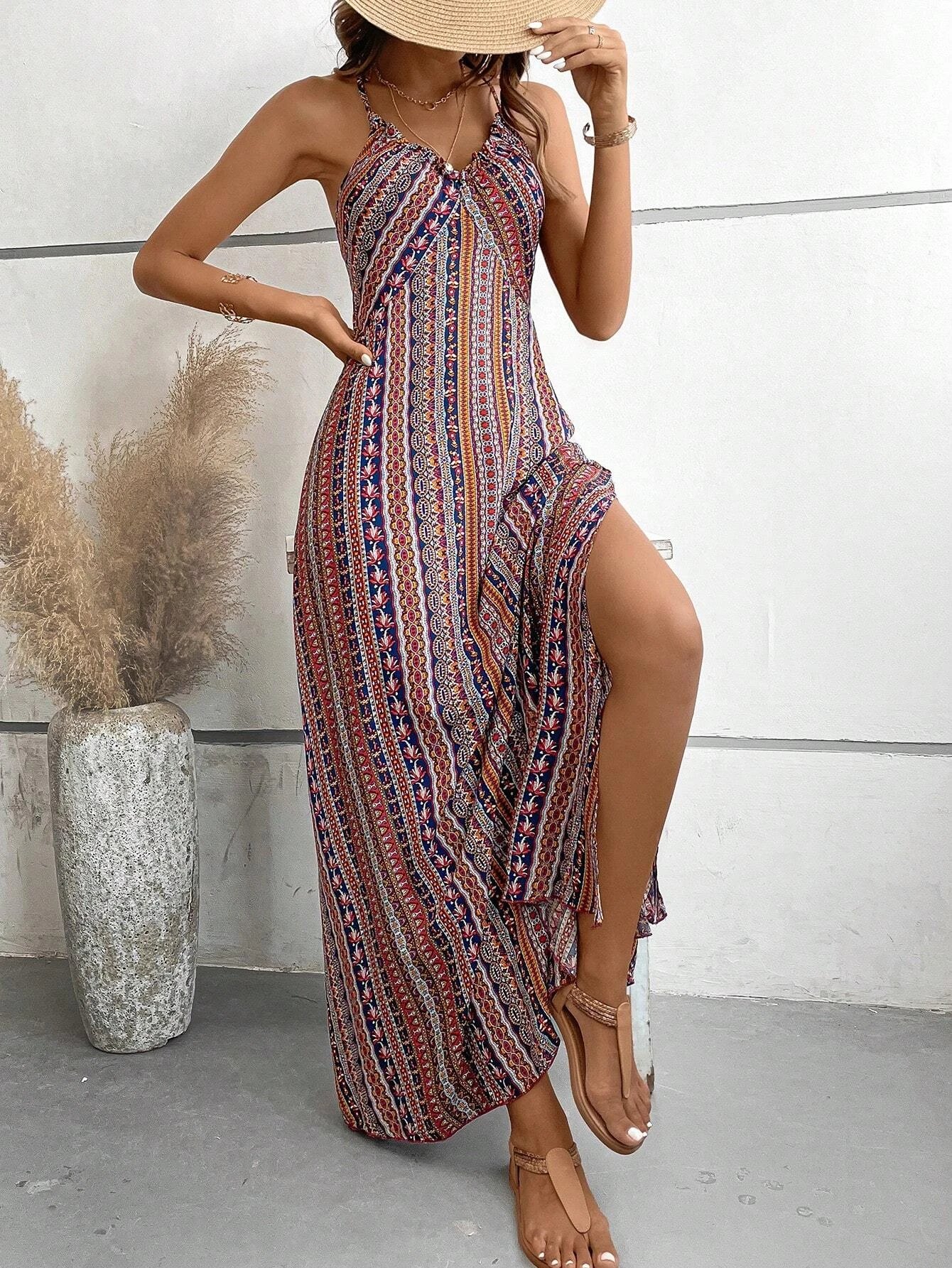 Summer Backless Split Thigh Dress Summer Backless Split Thigh Dress