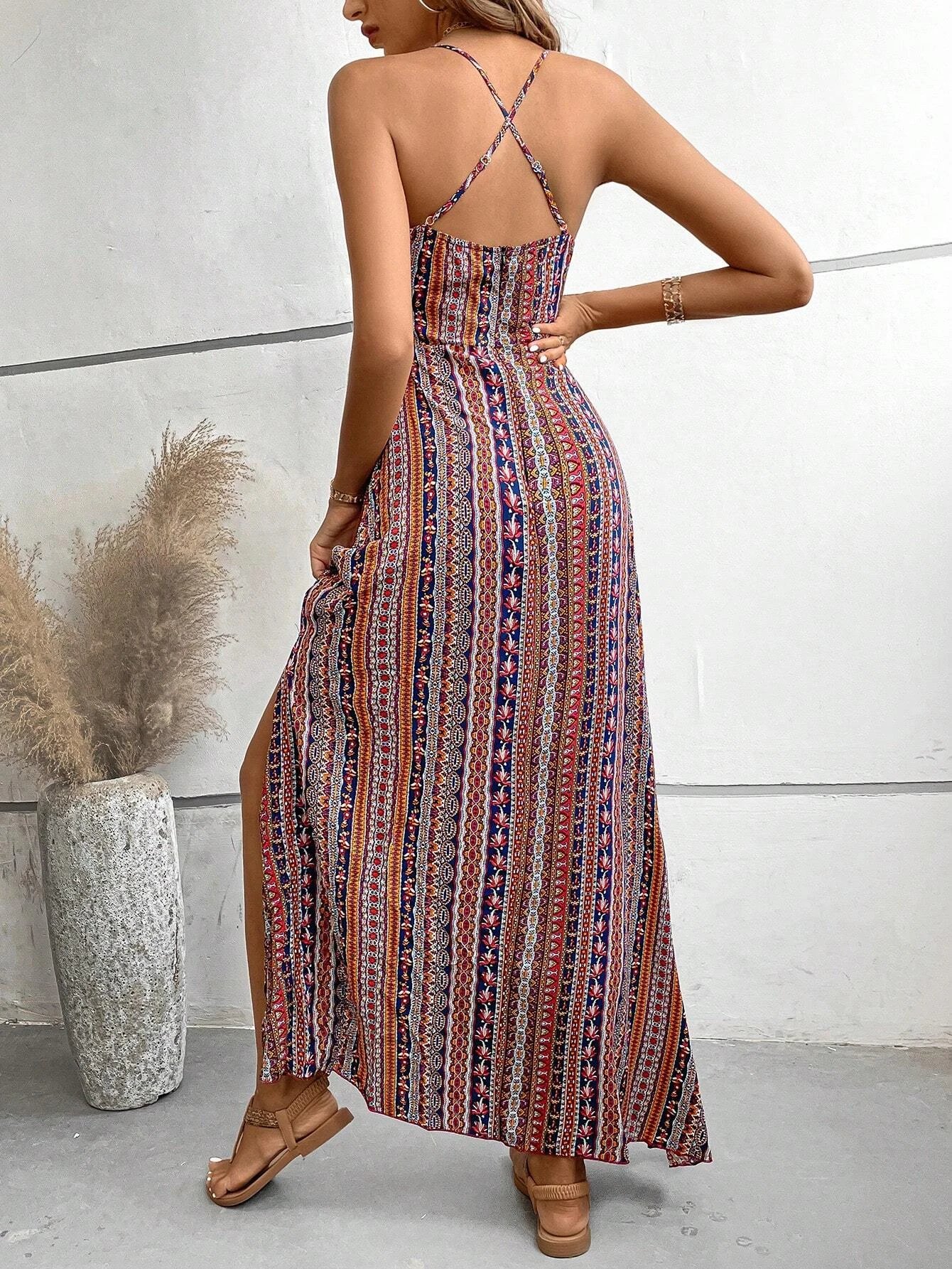 Summer Backless Split Thigh Dress Summer Backless Split Thigh Dress