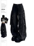 Women's Black Gothic Baggy Cargo Jeans