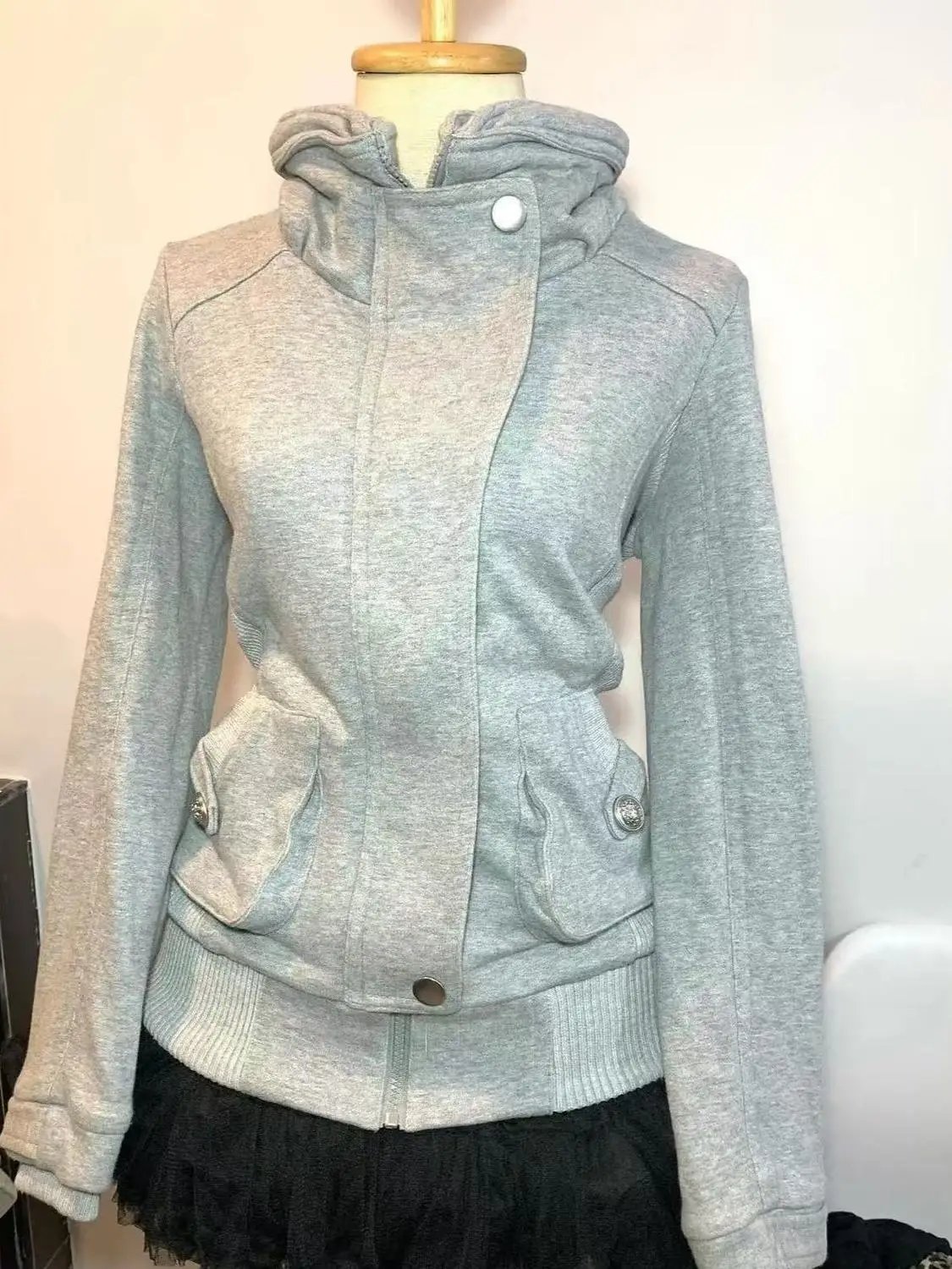 Retro Gray Hoodie Sweatshirt