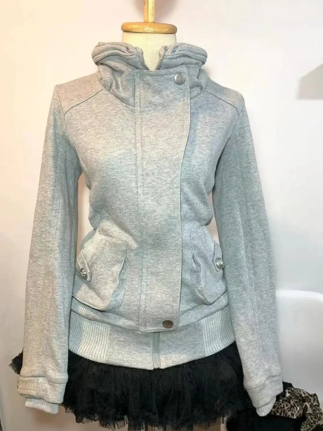 Retro Gray Hoodie Sweatshirt