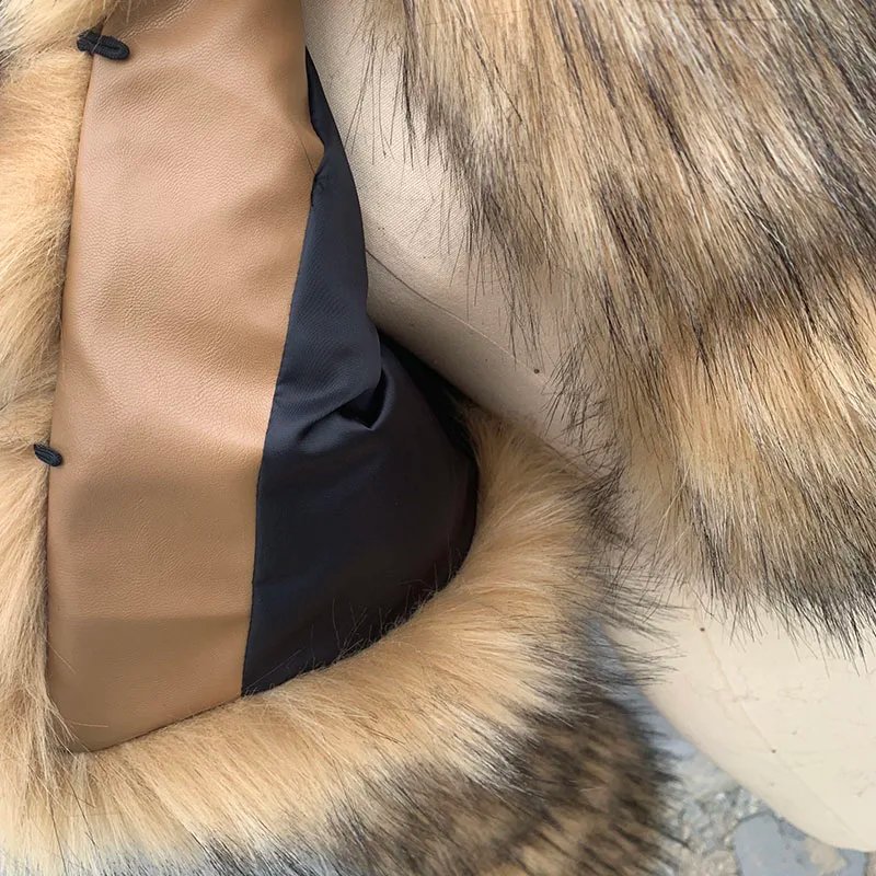 High Quality Cropped Faux Raccoon Fur Coat Women