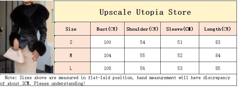 Black Faux Fur Collar Leather Jacket Elegant