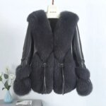 Real Fox Fur  Coats With down Genuine Sheepskin Leather