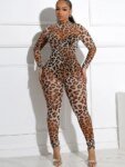 Leopard Jumpsuits Sexy Mesh Thin