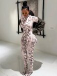 sexy Snake Print Foot Jumpsuit