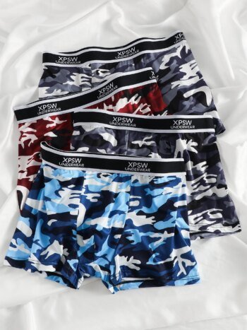 Men's 4-Pack Polyester Boxer Briefs - Camouflage Print