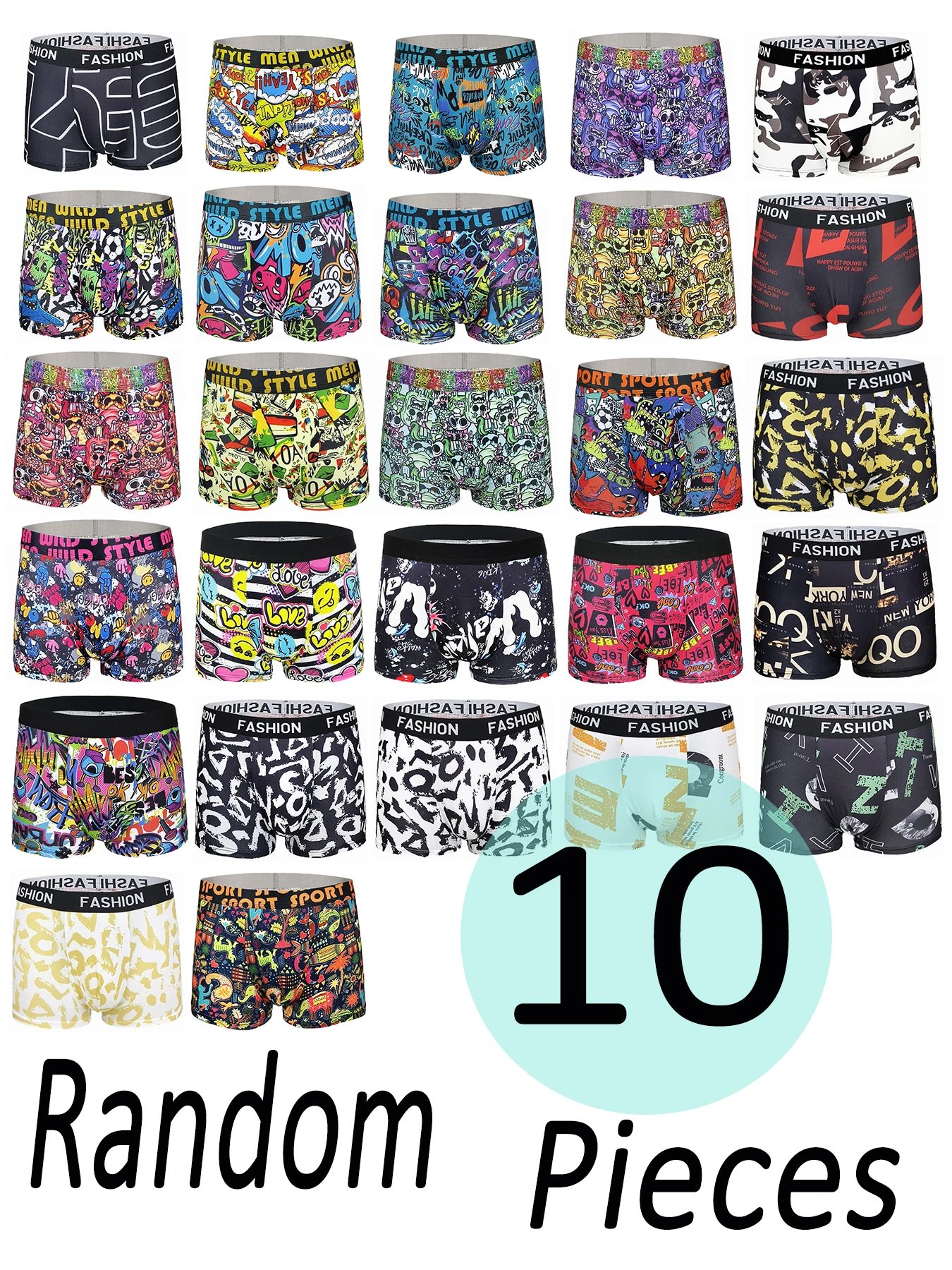 Men's 10-Pack Polyester Boxer Briefs - Men's 10-Pack Polyester Boxer Briefs -