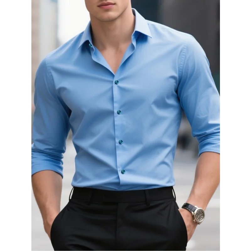Casual Solid Color Business Dress Shirt