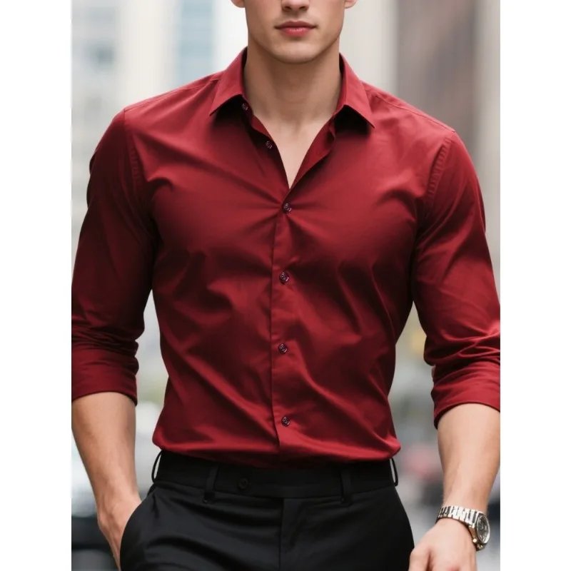 Casual Solid Color Business Dress Shirt