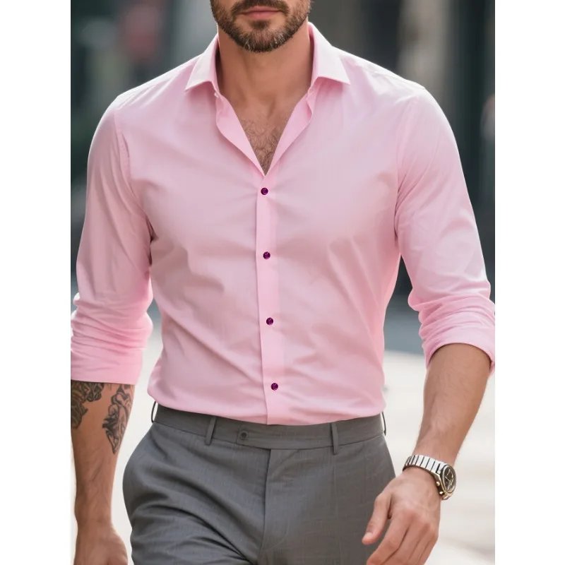 Casual Solid Color Business Dress Shirt