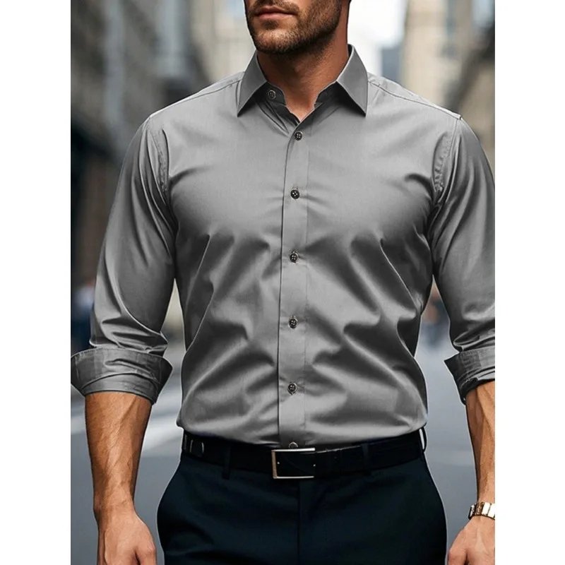 Casual Solid Color Business Dress Shirt