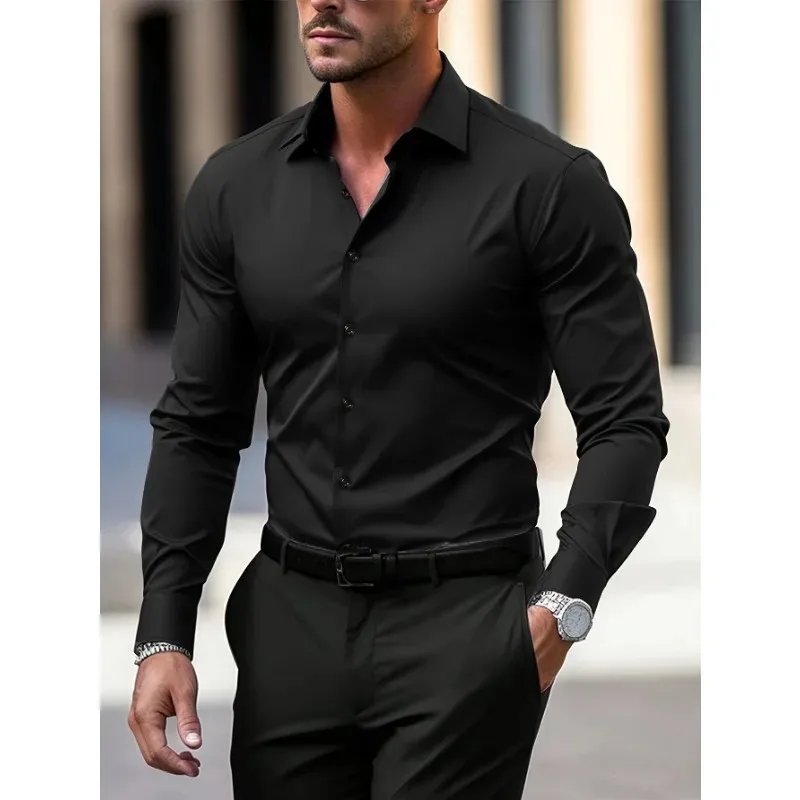 Casual Solid Color Business Dress Shirt