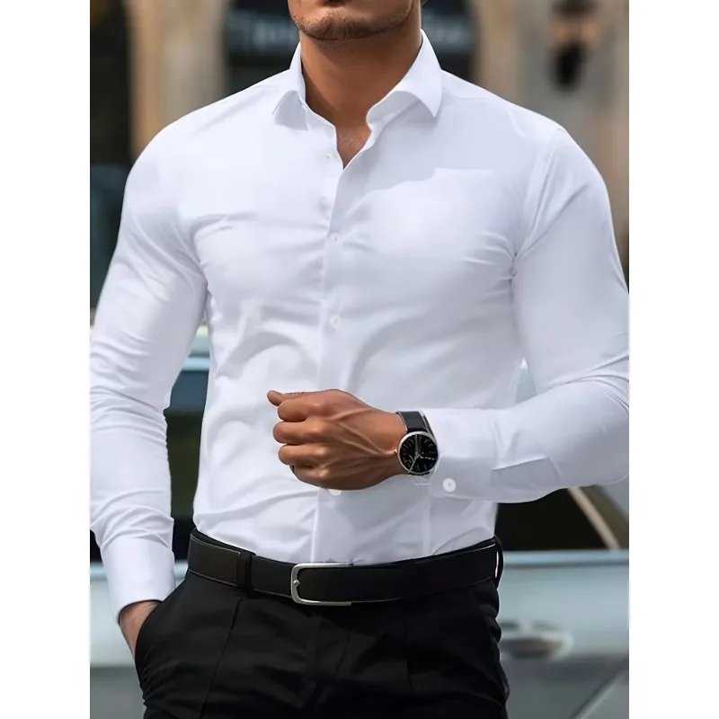 Casual Solid Color Business Dress Shirt