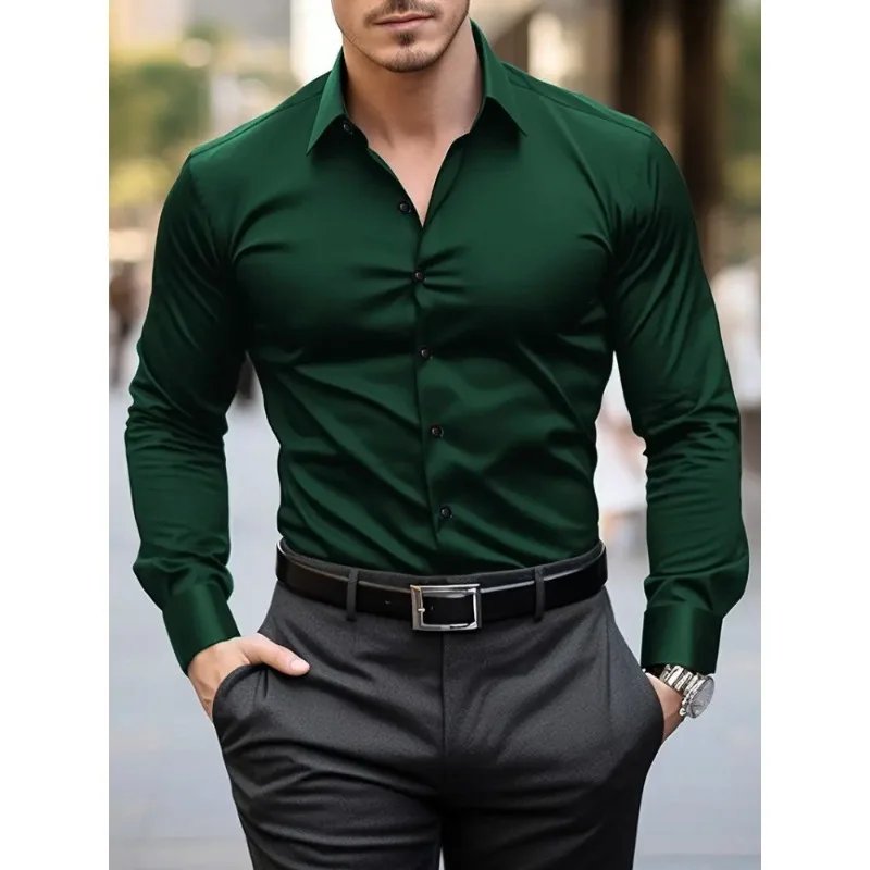 Casual Solid Color Business Dress Shirt