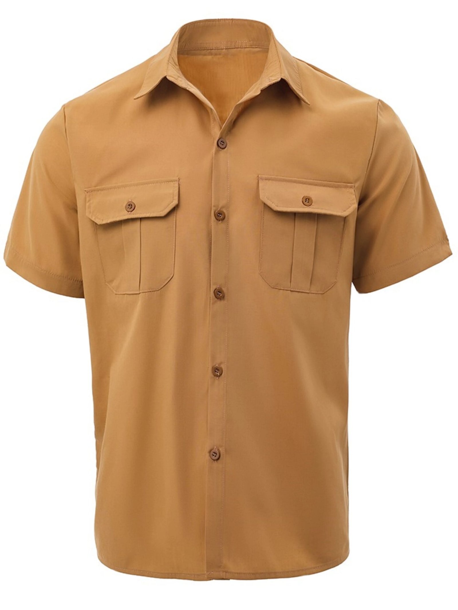 Lapel Solid Short Sleeve Shirt Lapel Solid Short Sleeve Shirt