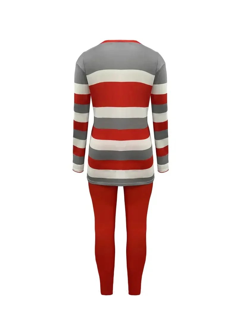 Plus Size Women's Fashion Striped Print Two-Piece Set