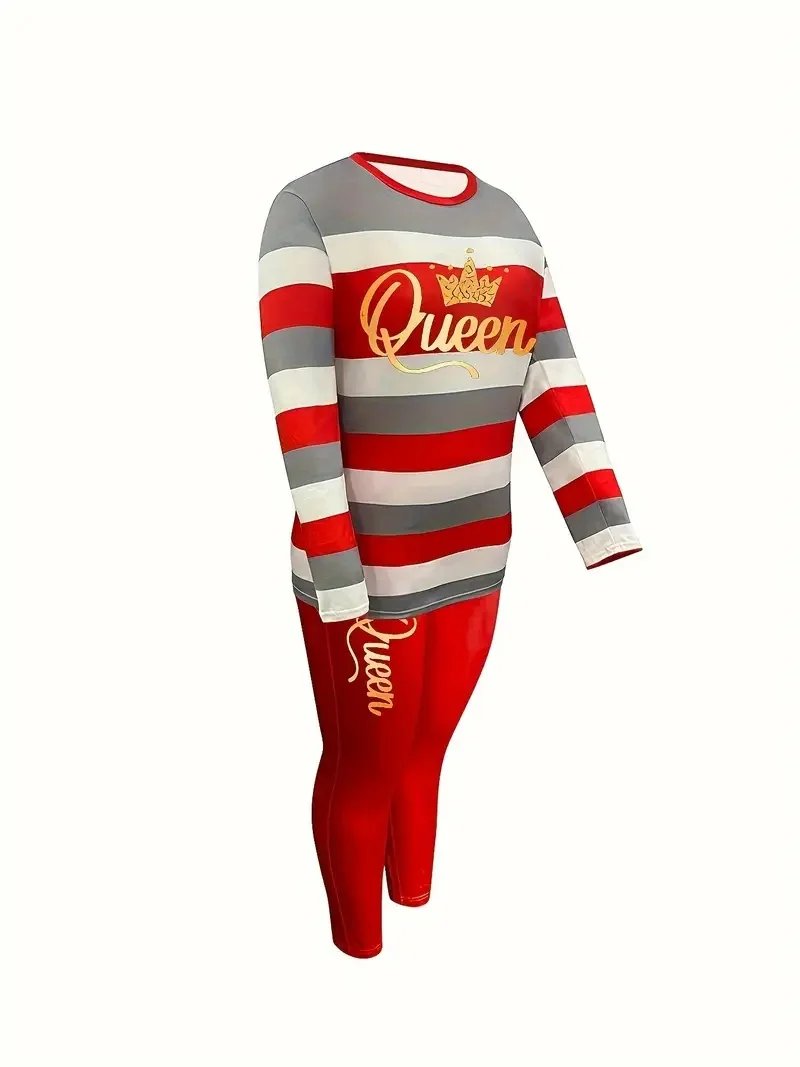 Plus Size Women's Fashion Striped Print Two-Piece Set