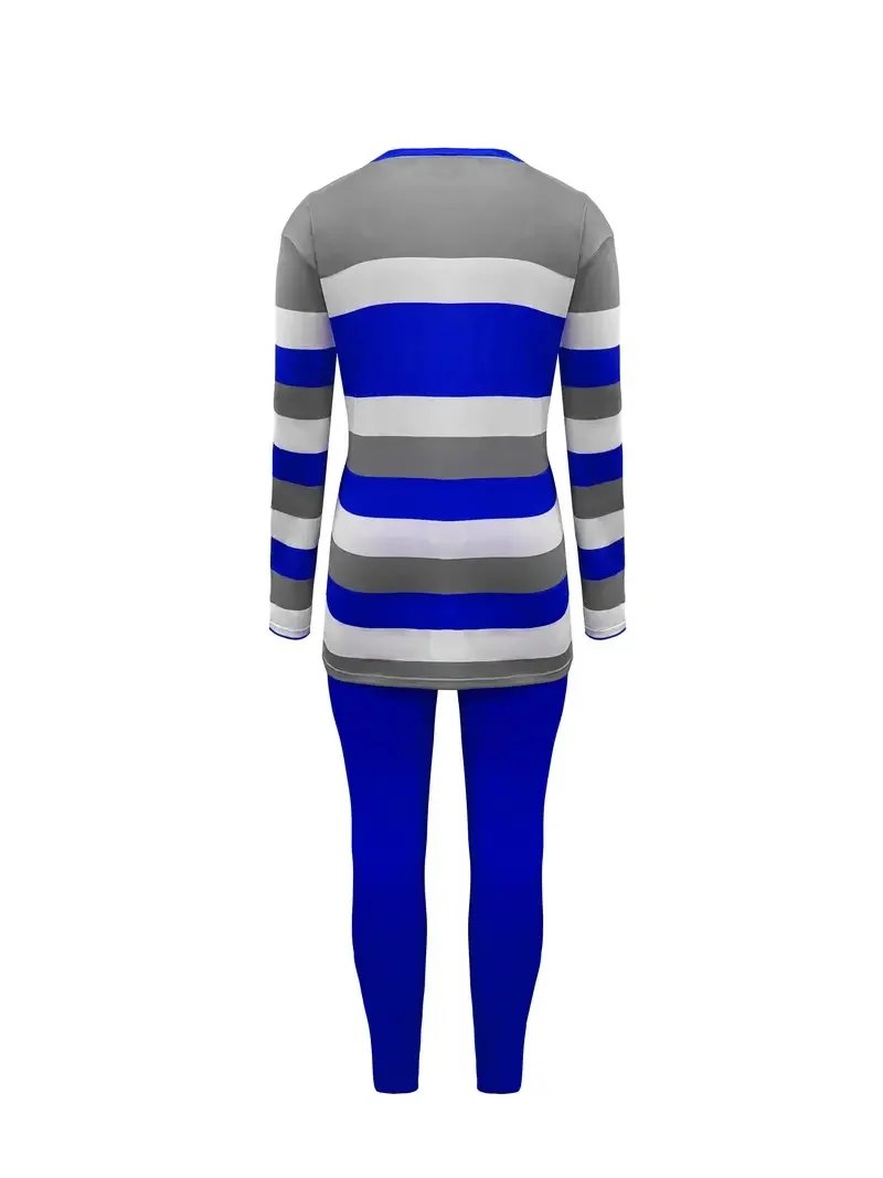 Plus Size Women's Fashion Striped Print Two-Piece Set