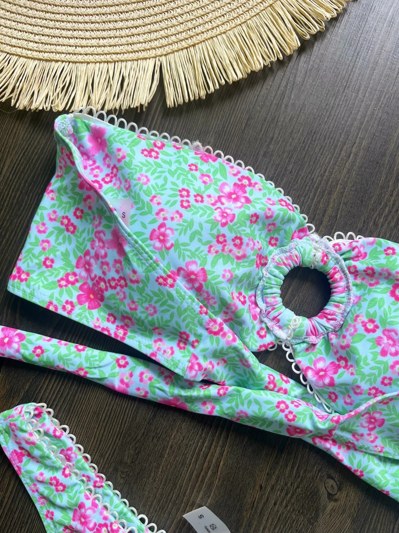 Floral Flowers Bandeau High Leg Cut Bikini