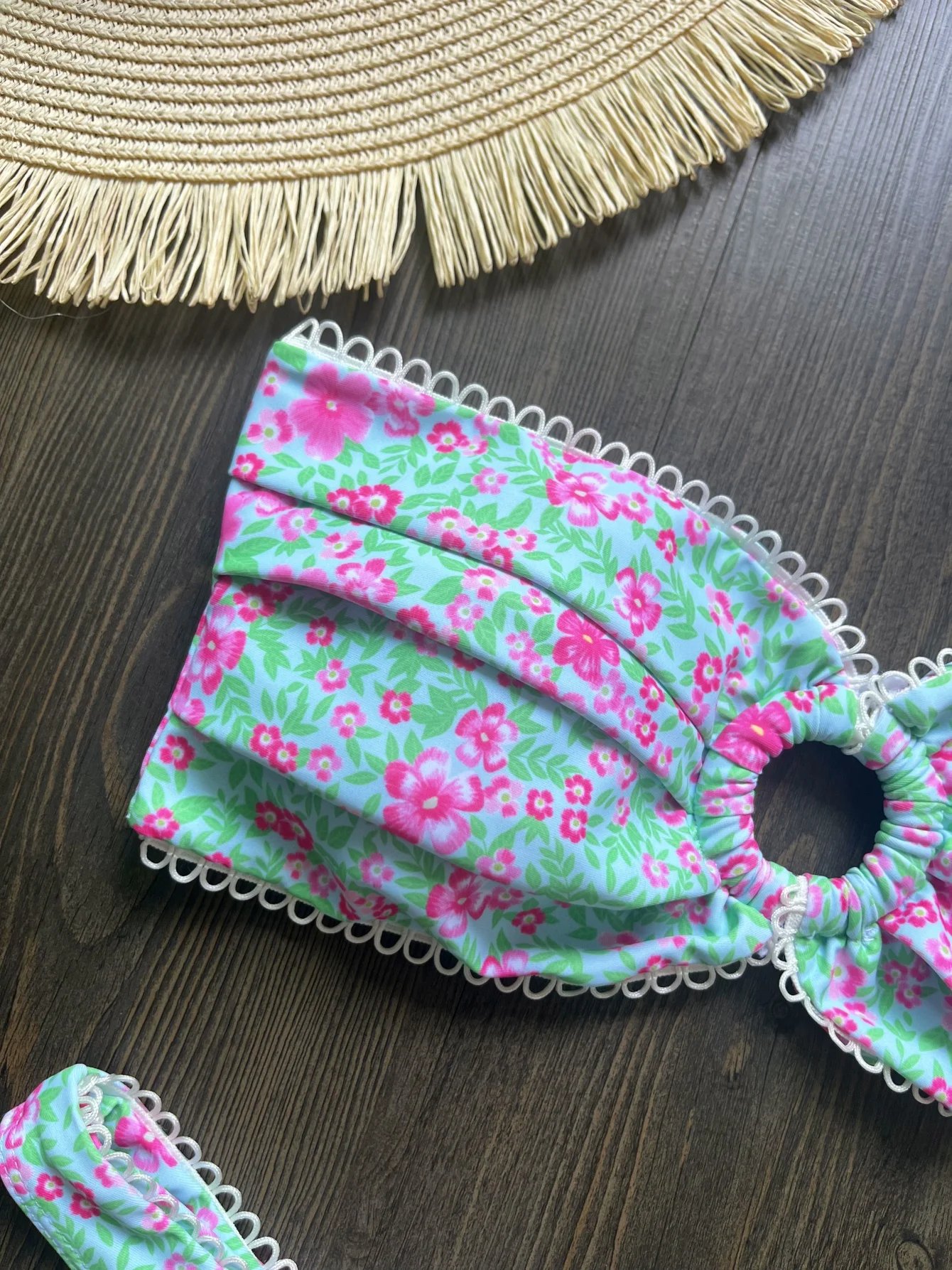 Floral Flowers Bandeau High Leg Cut Bikini