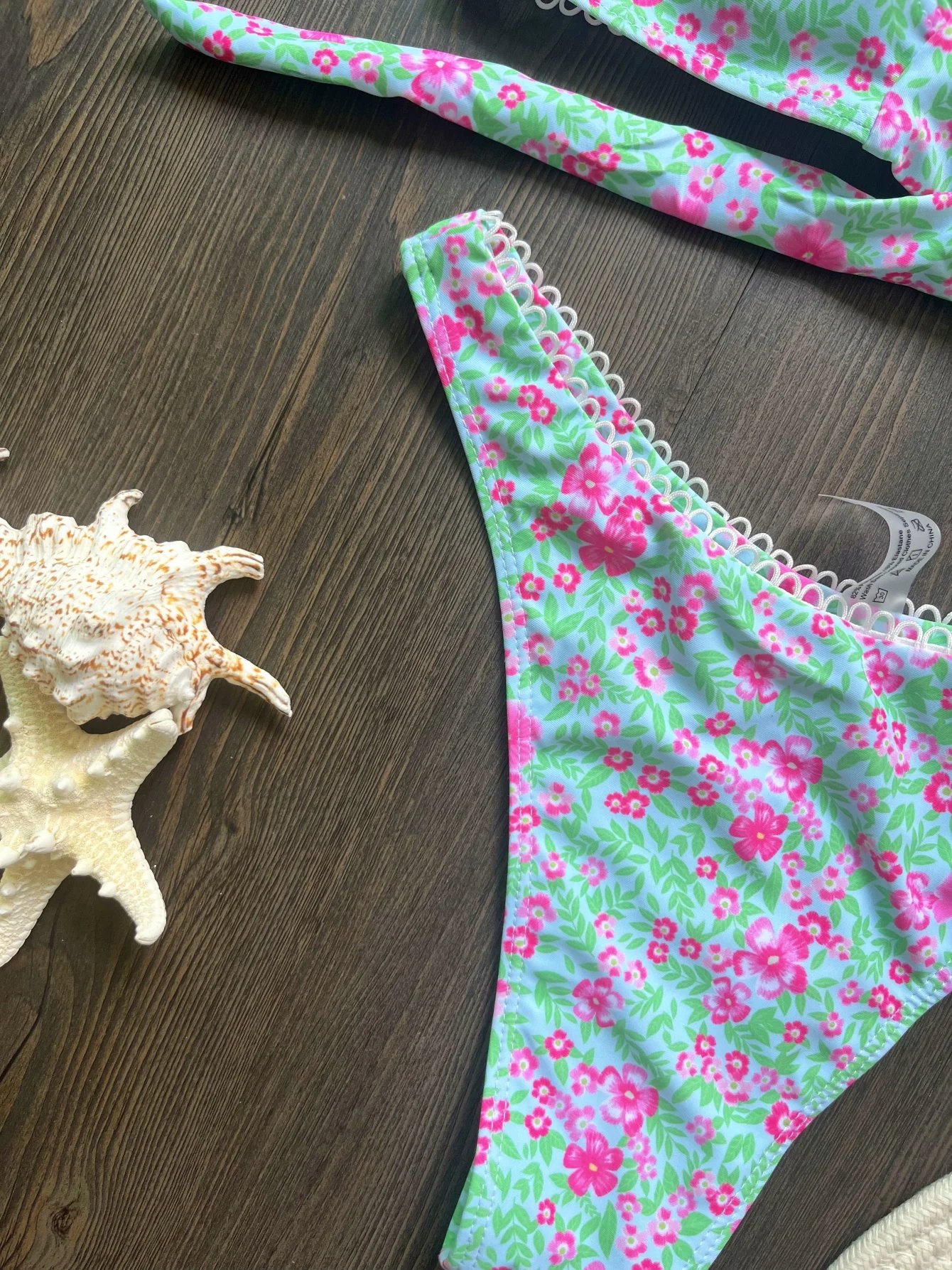 Floral Flowers Bandeau High Leg Cut Bikini