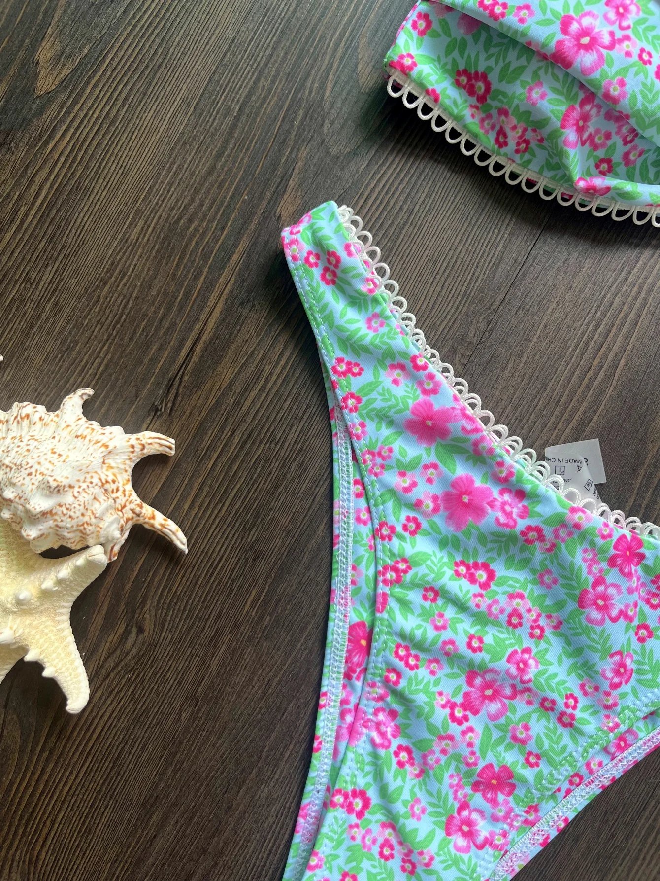 Floral Flowers Bandeau High Leg Cut Bikini