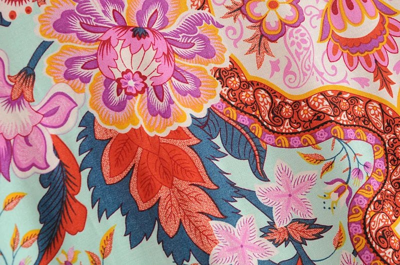 Boho Queens Women Peacock Print Bat Sleeve Beach Bohemian Kimono Robe Ladies V Neck Tassel Summer Happie Bikini Cover-ups