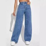 retro baggy straight pants High waisted all-in-one slim pants