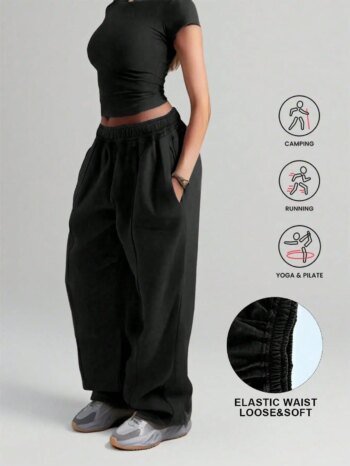 Plus Size Fitness Sweatpants Wide Leg