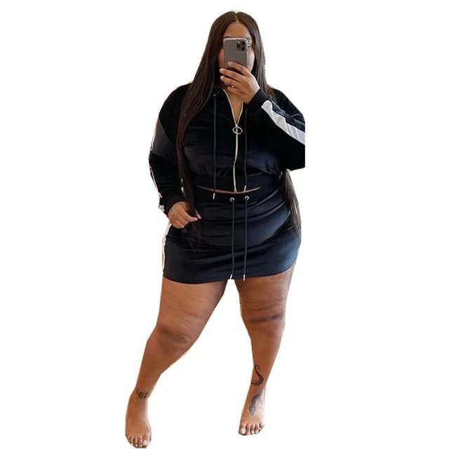 Plus Size Women Velvet Sweatsuit  2 Two Piece