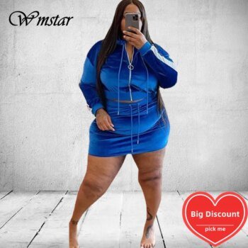 Plus Size Women Velvet Sweatsuit  2 Two Piece