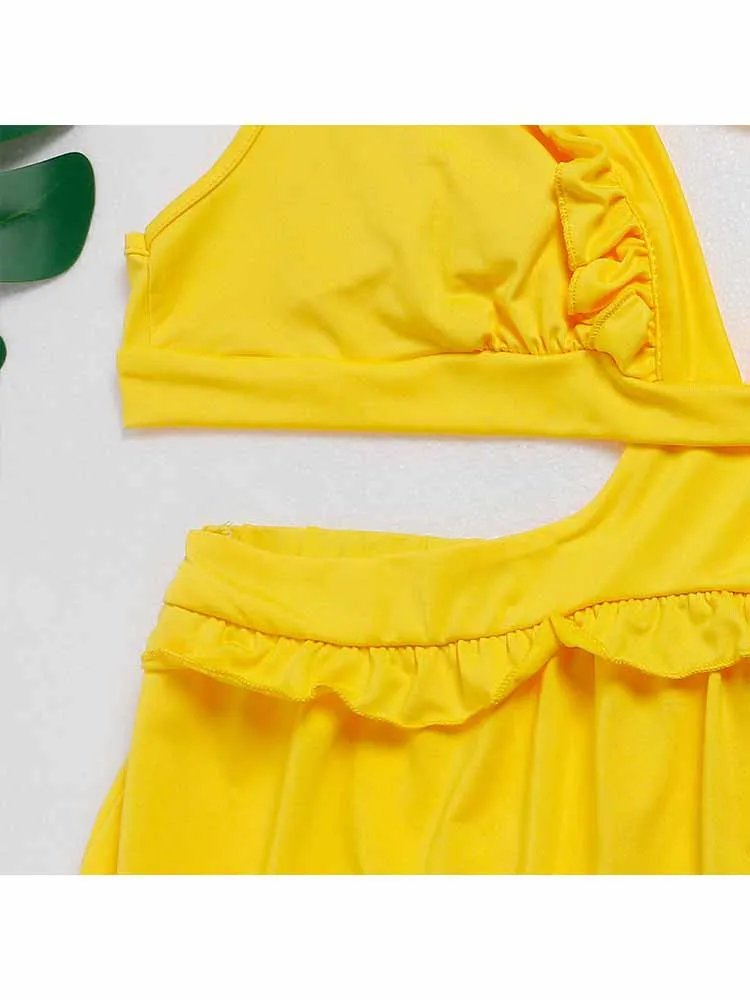 Women Sexy Backless Yellow Maxi Dress