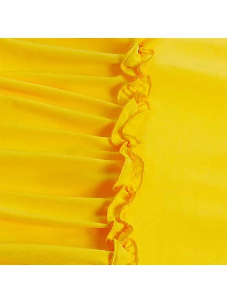 Women Sexy Backless Yellow Maxi Dress